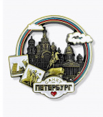 Магнит микс в круге Санкт-Петербург металл бронза
