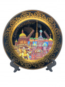 Тарелка 20 см СПб люкс микс Исаакий-Петроп.-Спас черн.