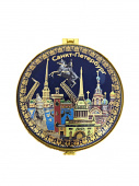 Шкатулка СПб люкс ножки микс Сфинкс син. с золотом 8 см. кр.