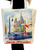 Сумка СПб холст 37*37см Спас красный зонт