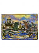 Магнит СПб 7*10  3D акварель Спас Мосты Исаакий с лентой