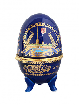Яйцо люкс СПб овалы син. 10см