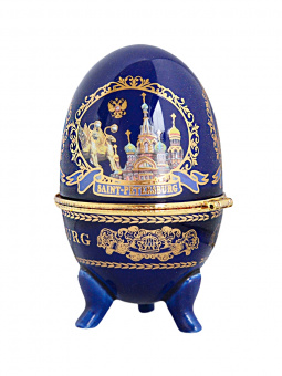 Яйцо люкс СПб овалы син. 10см