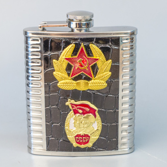 Фляжка значки кожа 7oz
